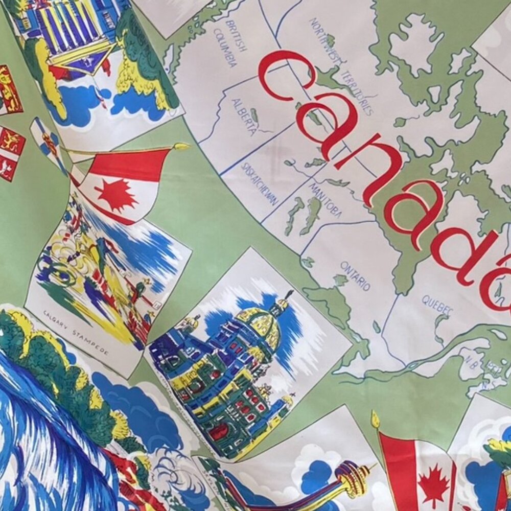 Vintage 1967 Canada Centennial Souvenir Scarf | Hand Printed Hand Rolled - Picture 6 of 13